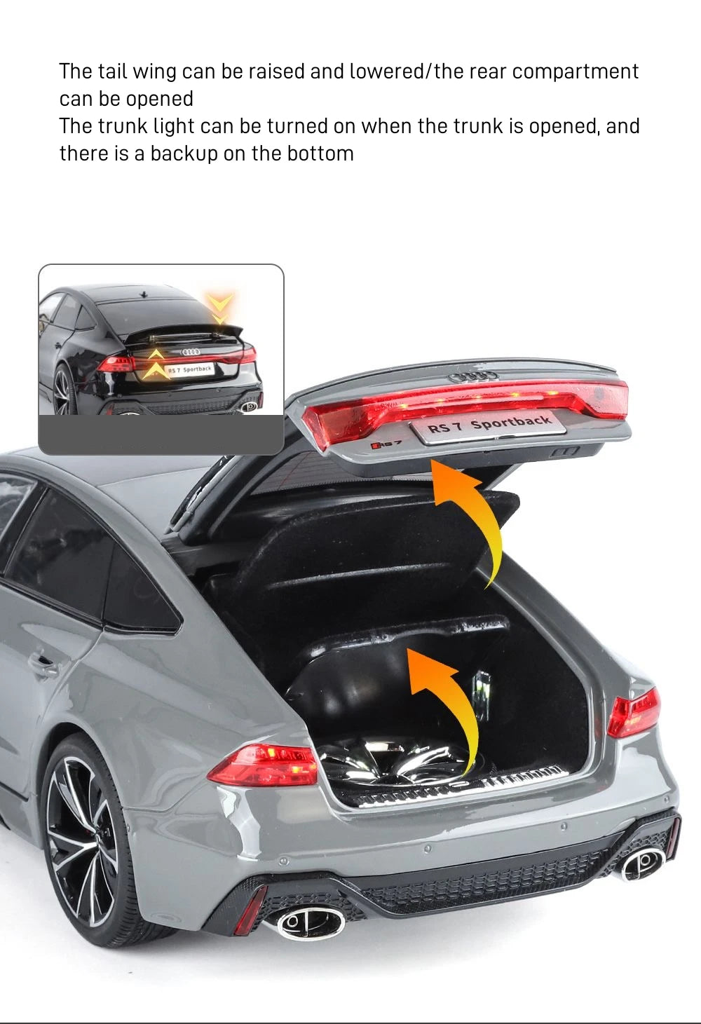 Key Remote Control Version 1:18 AUDI RS7 Alloy Sports Car Model Diecast Metal Racing Vehicle Car Model Sound Light Toy Gift