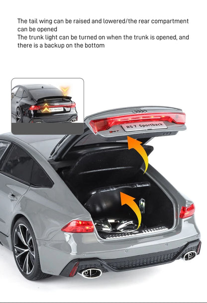 Key Remote Control Version 1:18 AUDI RS7 Alloy Sports Car Model Diecast Metal Racing Vehicle Car Model Sound Light Toy Gift
