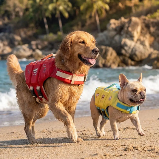 Waterproof Dog Life Jacket Breathable High Buoyancy Dog Swimming Suit Adjustable Thick Sponge Pad Dog Life Preserver Swimming