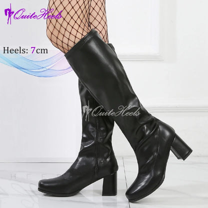 Costumes 60s 70s Go Go Boot Retro1960s Ladies Women's Knee-High Boots Fancy Dress Gogo Party Dance Gothic Shoes Large Size 36-46