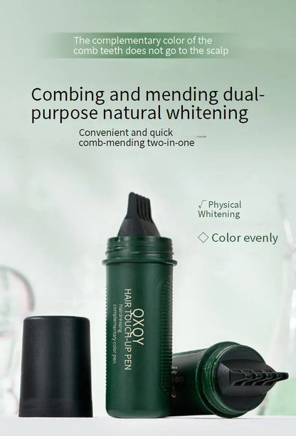 QXQY 2 in 1 Hair Color Pen Comb｜Instant Root Touch Up for Gray Hair｜Painless Natural Cover｜Gentle Formula for Men & Women