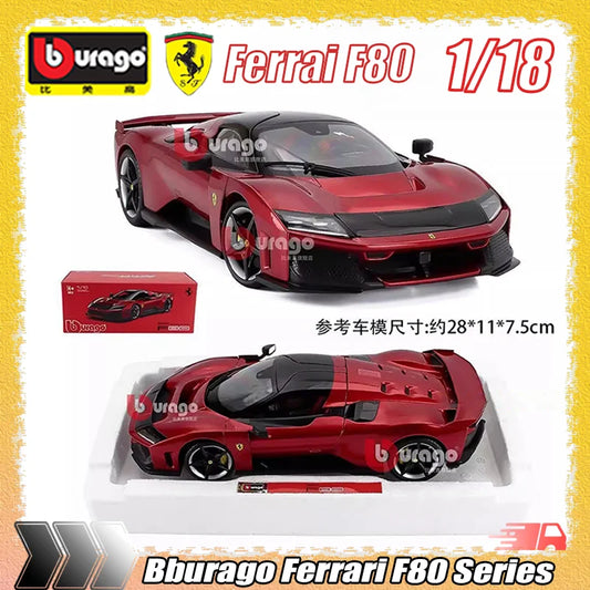 Bburago 1:18 Ferrari F80 Hardcover Full Open Model  Simulation Alloy Miniature Die-Casting Model Custom Gifts