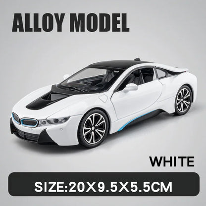 BMW I8 Sports Car Alloy Diecast 1:22 Model Car Vehicle Collection Simulation Sound & Light Toy Car Gifts