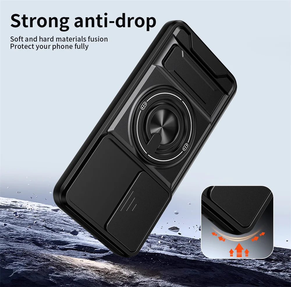 Magnetic Ring Holder Phone Case for Samsung Galaxy A56 A55 A37 A36 A35 A34 A26 A17 A16 A15 A14 4G 5G Slide Camera Protect Cover