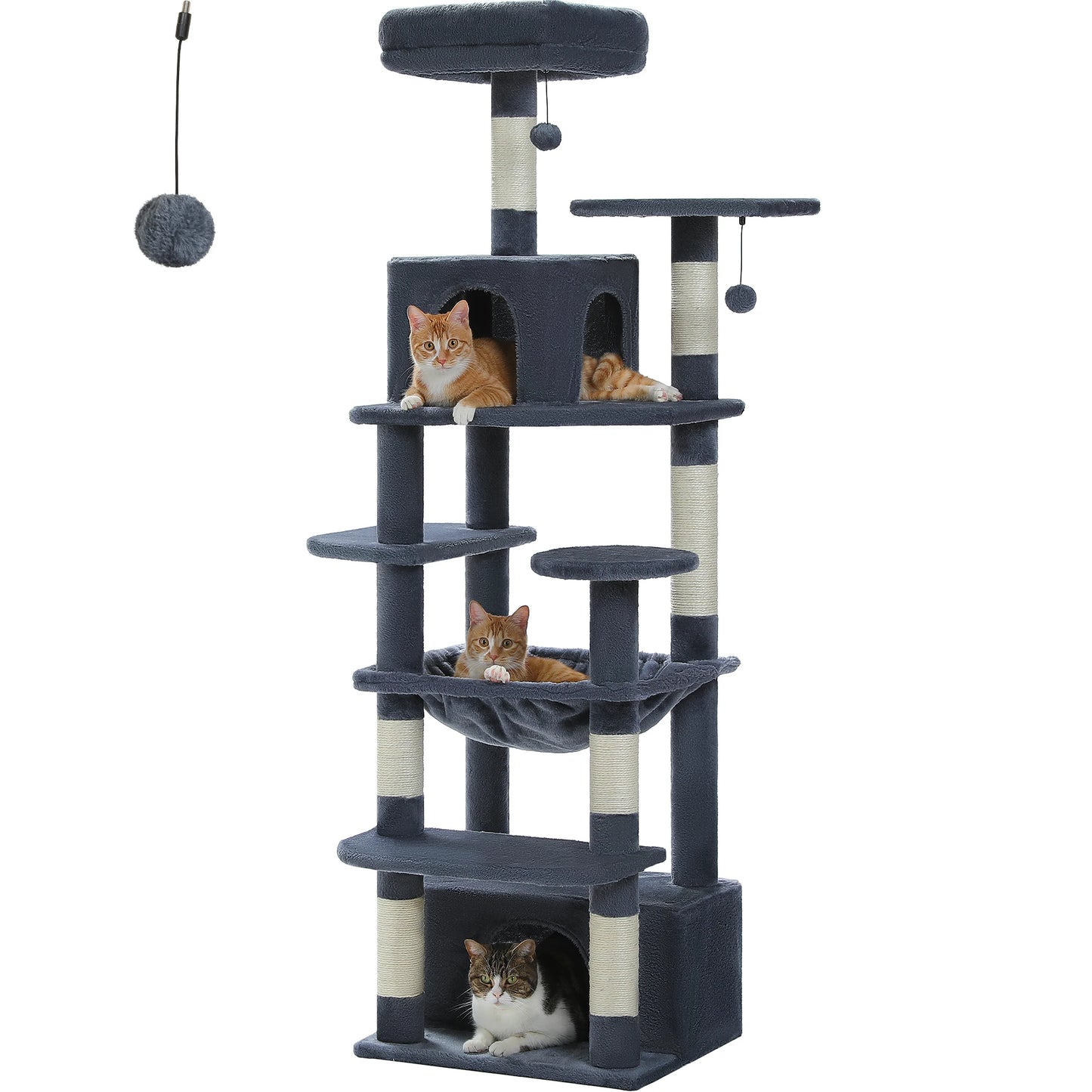 Tall Cat Tree with Scratching Posts Spacious Hammocks Large Condos Large Cat Tower for Indoor Cat Scratcher Cat Toys Accessories