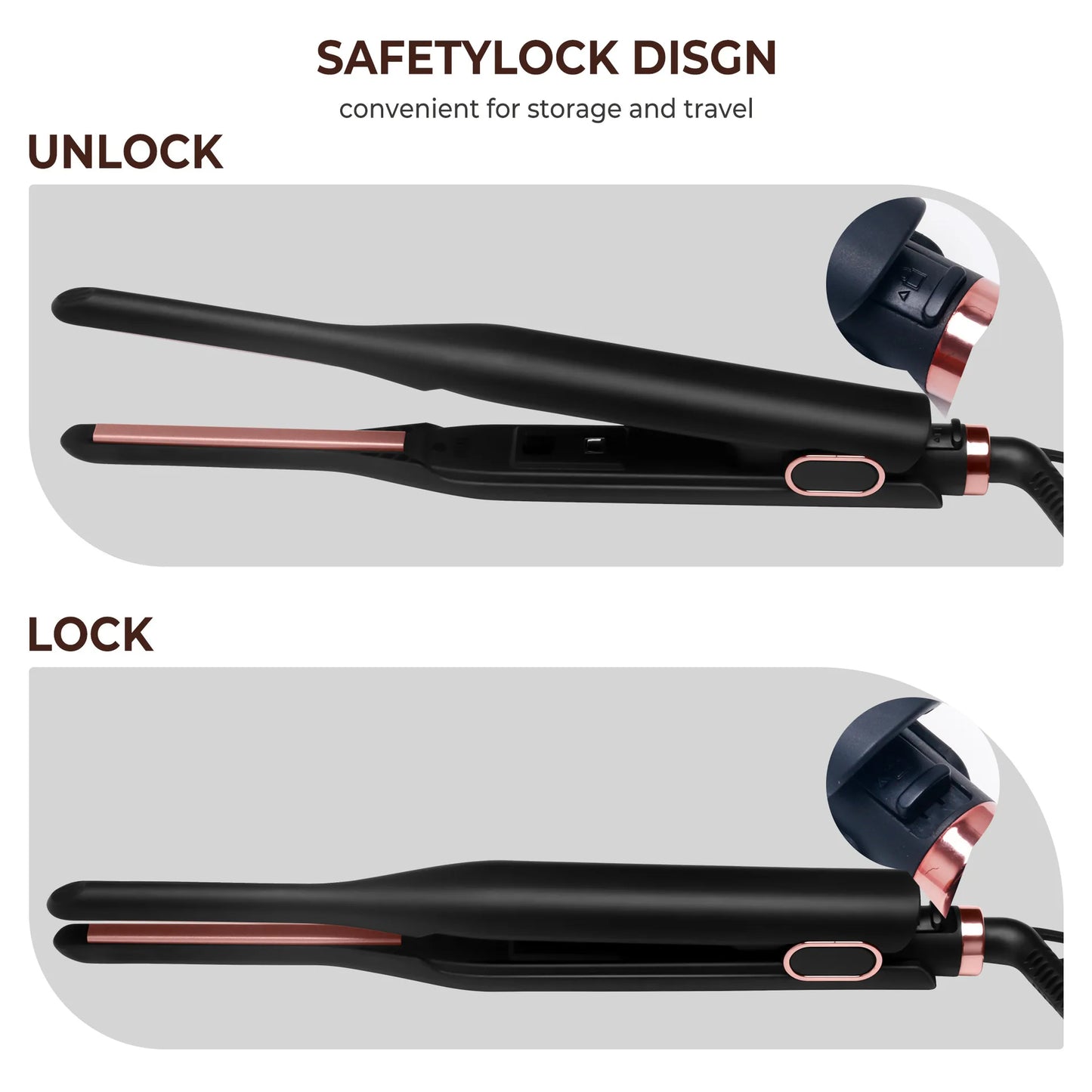Small Flat Iron for Short Hair, Temperature Adjustable Pencil Flat Iron Fast Heat Up Beard Straightening Iron