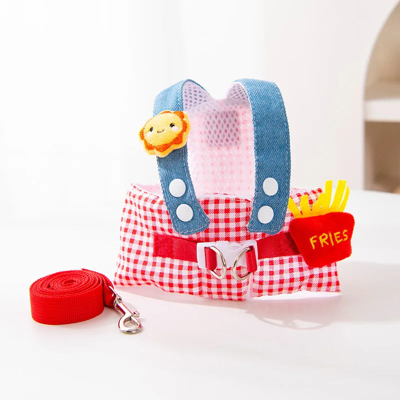 Summer Vest Dog Harness Leash Set and Dog Hat Cute Bear 2026 Dog Clothes Pet Supplies Puppy Denim Harness Cat Dog Accessories