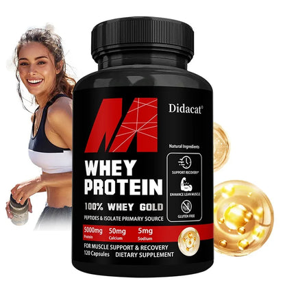 Didacat Whey Protein Concentrate, with 5000mg Protein, Gluten Free & Non-GMO, Boost Immunity and Support Post-exercise Recovery