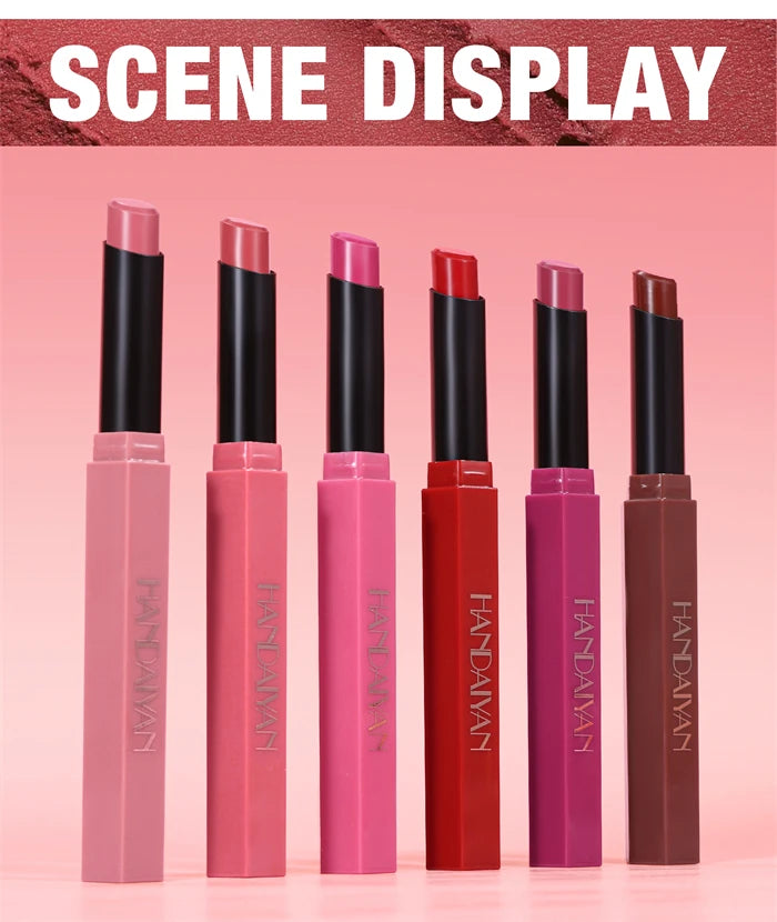 Matte Lipstick Pencil Waterproof Long Lasting Non-Stick Cup Sexy Red Matte Solid Lip Gloss Nude Pink Lipstick Pen Makeup -6 Colors