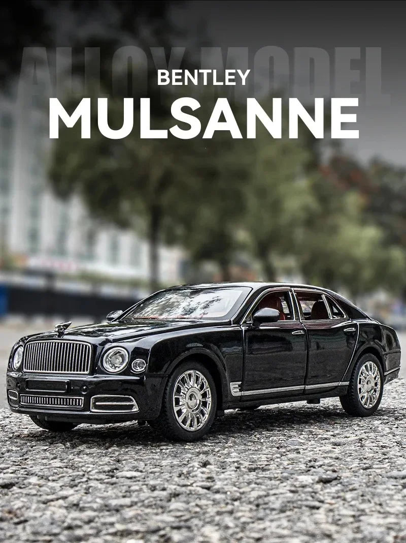 Diecast 1:24 Scale Bentley Mulsanne Alloy Model Car Collection Vehicle Simulation Sound & Light Metal Toy Gift