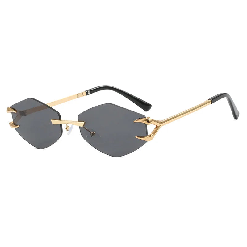 Small Frame Hexagon Sunglasses Women 2026 Luxury Brand Metal Rimless Rhombus Sun Glasses For Female Retro Polygon Eyewear UV400