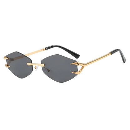 Small Frame Hexagon Sunglasses Women 2026 Luxury Brand Metal Rimless Rhombus Sun Glasses For Female Retro Polygon Eyewear UV400