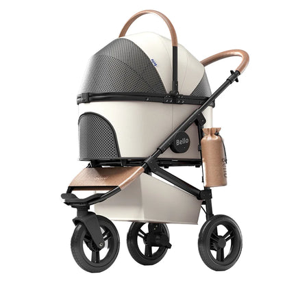 Pet Stroller Comfortable Pet Travel Carrier For Small Medium Dog Cat Folding Puppy Trolley With Storage Basket Pet Carriers