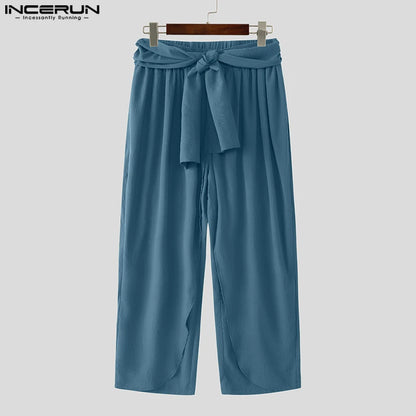 Fashion INCERUN Summer Spring Men Casual Pants Harem Pant Pleated Long Trousers Streetwear Oversize Men's Clothing S-5XL