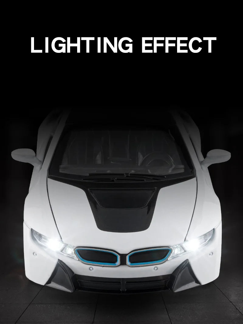 BMW I8 Sports Car Alloy Diecast 1:22 Model Car Vehicle Collection Simulation Sound & Light Toy Car Gifts