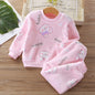 New autumn flange pajamas girl style Liu Su home service boy long sleeve top+trousers set 0-5 year old children pajamas set
