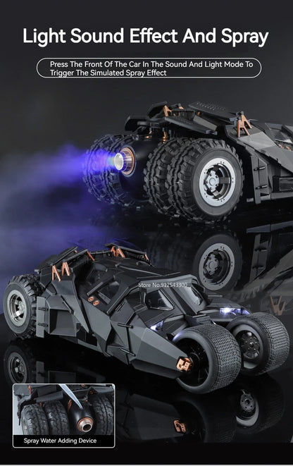 Large Scale 1:18 Batmobile Car Model Toy The Dark Knight Trilogy Sound Light Sliding Spray Alloy Vehicle Models Ornaments Gifts