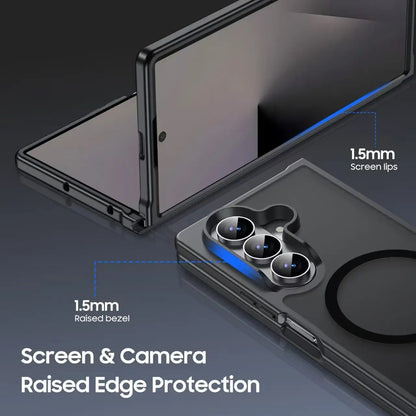 UYUXIO Translucent Magnetic Mobile Phone Case for Samsung Galaxy Z Fold 7 Wireless Charging Cases Rugged Slim Cover with Magnet