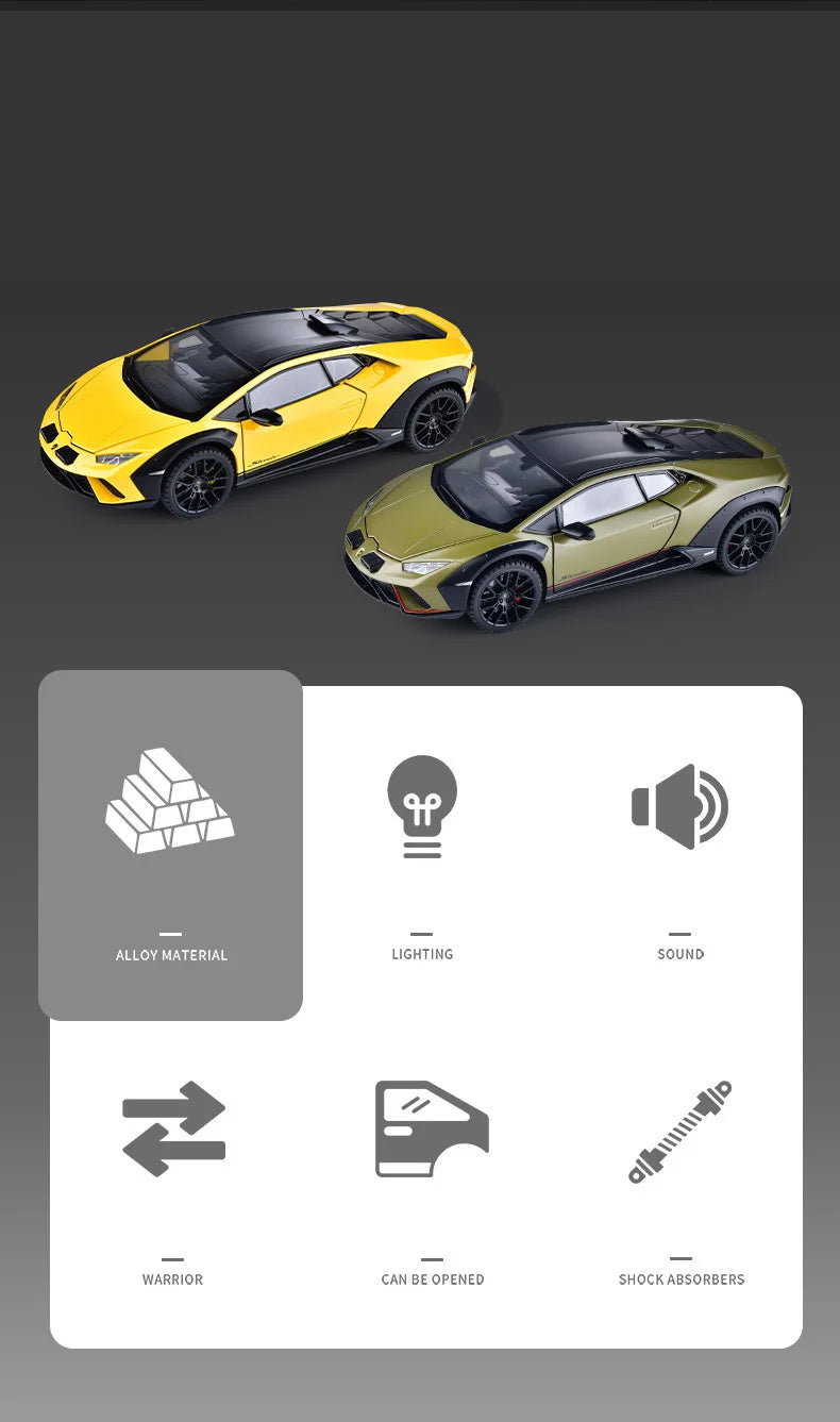 Lamborghini Huracan Sterrato 1:24 Alloy Scale Car Model Diecast Metal Vehicle Miniature Car Sound＆light Toy Car Gift