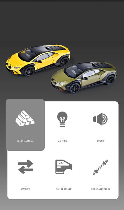 Lamborghini Huracan Sterrato 1:24 Alloy Scale Car Model Diecast Metal Vehicle Miniature Car Sound＆light Toy Car Gift