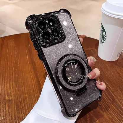 For Xiaomi 15T Pro Glitter Shockproof Magnetic Phone Case For Xiaomi 17 Pro Max 13T 14T 15T Pro 14 15 Ultra Stand Bracket Cover
