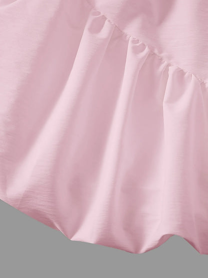 Letter Print 2-Piece Crop Top & Pink Bow Bubble Skirt Set Girls Summer Casual Cute Outfit