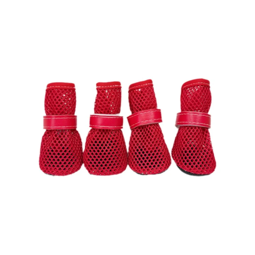 Adjustable Soft Sole Dog Mesh Shoes Non-Slip Wear Resistant Pet Dog Boots Thin Cooling Dog Shoe Cover Summer Season