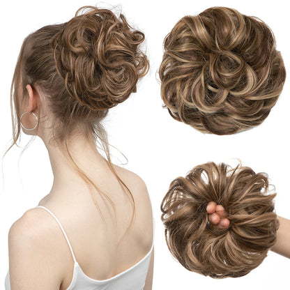 Synthetic Messy Hair Bun Extensions Big Curly Elastic Hair Scrunchies Hairpieces Chignon Donut Updo Hair Pieces for Women