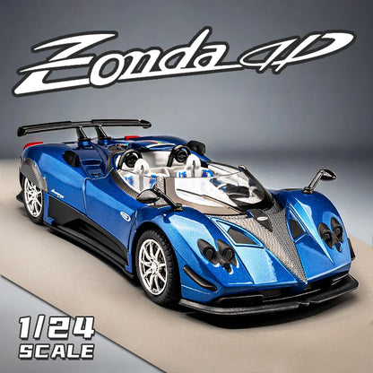 Simulated Super Sports 1:24 Car Zonda Alloy Car Model, Sound and Light Ornaments, Car Collection Toy Gift