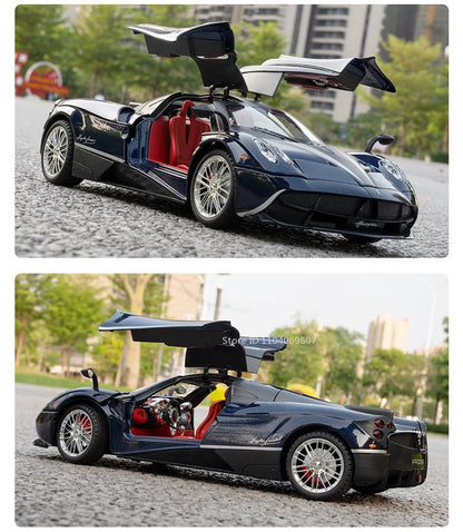 Pagani Huayra 1:18 Model Car Diecast Alloy Sport Cars Sound Light Pull Back Shock Absorption Models Festival Gift