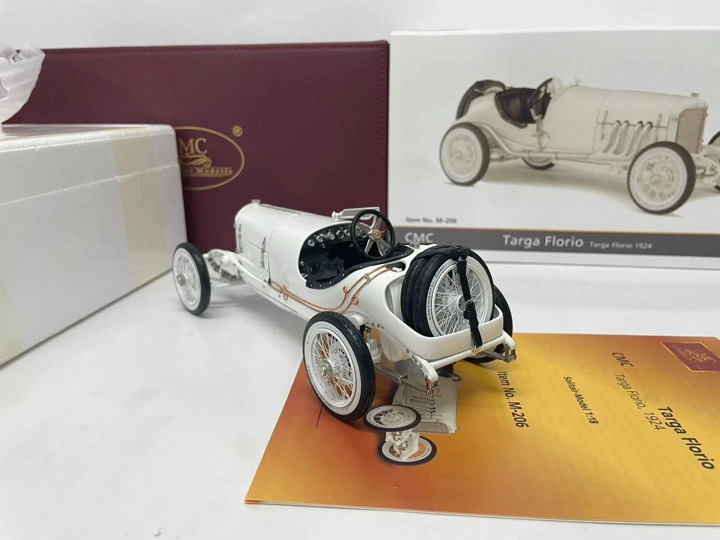 CMC 1:18 Targa Florio 1924 White Simulation Limited Edition All Open Alloy Metal Static Car Model Toy Gift