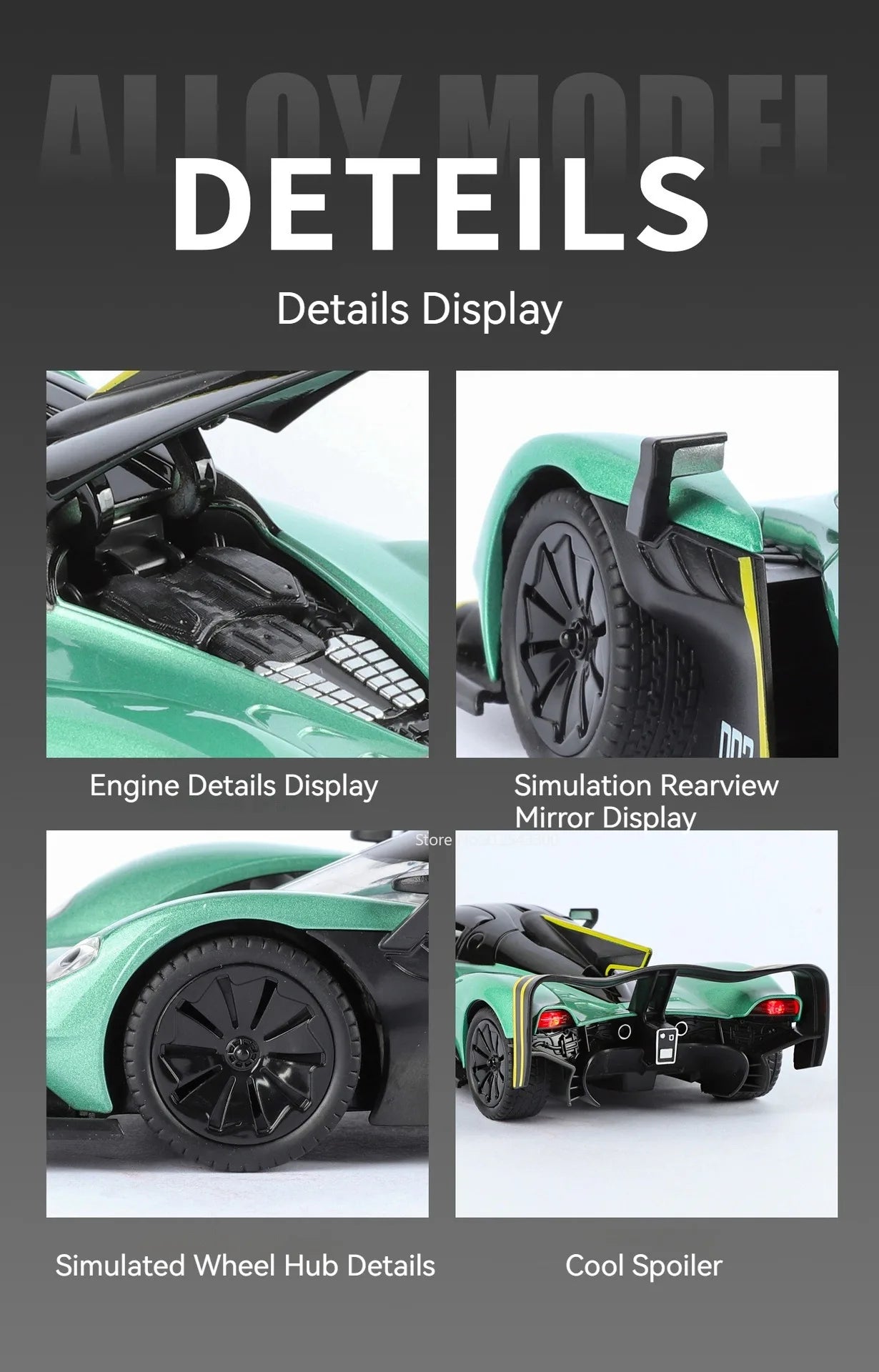 Valkyrie GT-R50 Sports 1:24 Car Model Toy Diecast Alloy Doors Opened Sound Light Supercar Collectible Ornaments Toy Gifts