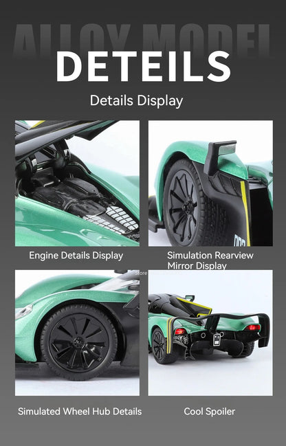 Valkyrie GT-R50 Sports 1:24 Car Model Toy Diecast Alloy Doors Opened Sound Light Supercar Collectible Ornaments Toy Gifts