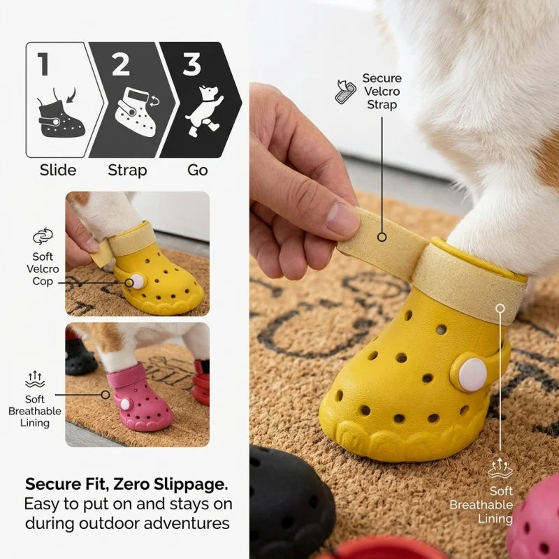 Summer Breathable Dog Sandals Soft Sole Outdoor Clogs All Season Pet Booties Small & Medium Dogs