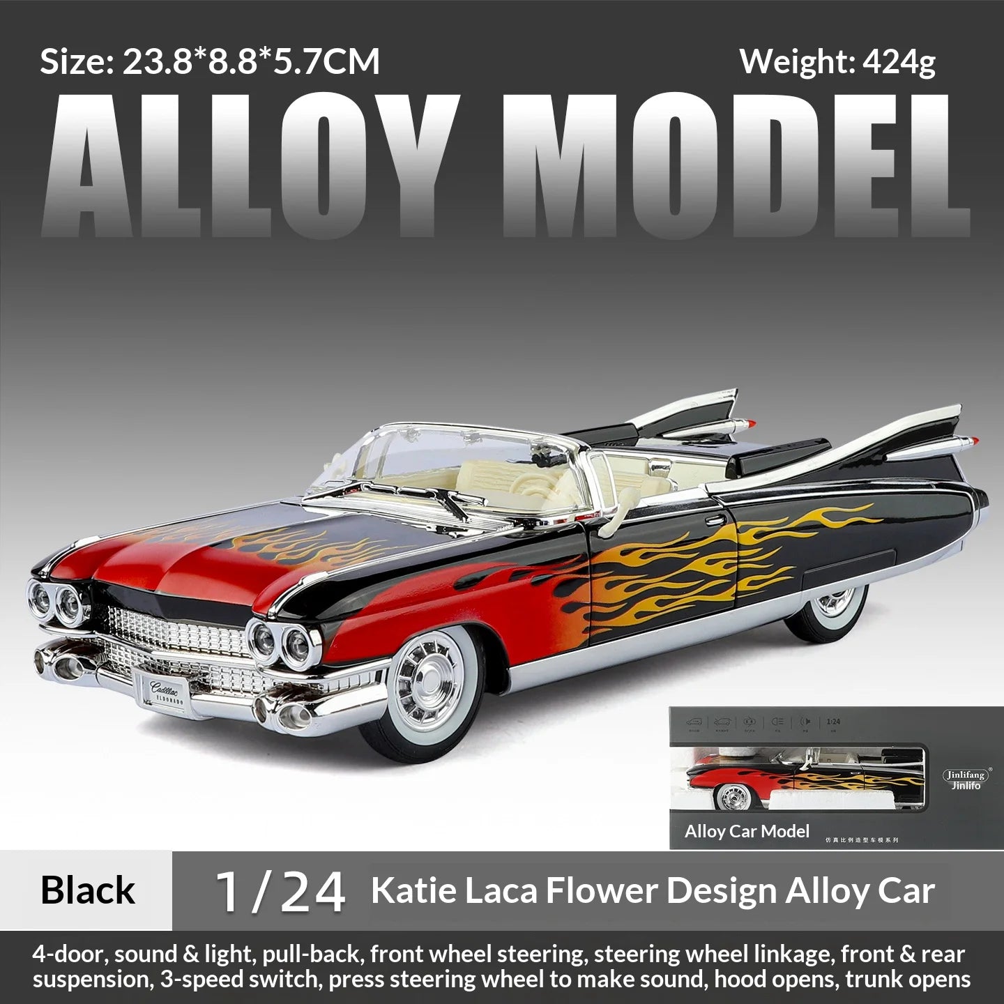 Retro luxury 1:24 convertible sports car alloy model, exquisite desktop ornaments, best collection for car model enthusiasts