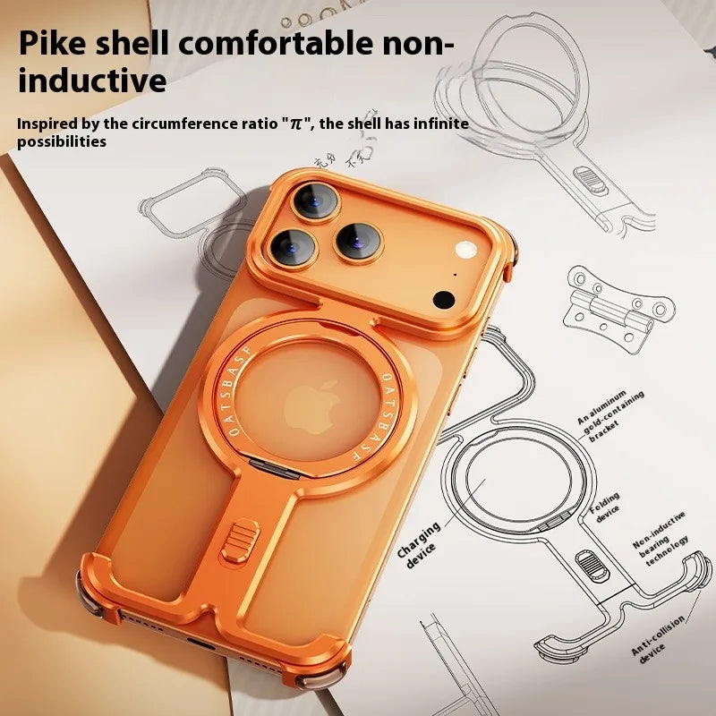 Eary Magnetic Case for iPhone 17 Pro Max With 360°Rotating Ring Kickstand Magsafe Wireless Charging Shell Shockproof Phone Cover