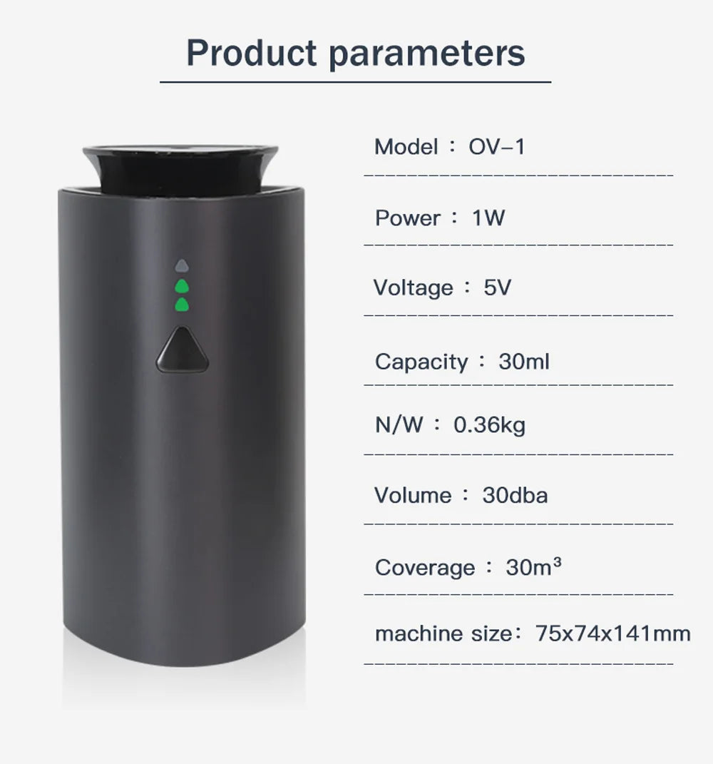 Car Diffuser Humidifier Auto Air Purifier Aromo Air Freshener USB Charging Electric Smell for Home Room Fragrance 1200mAh