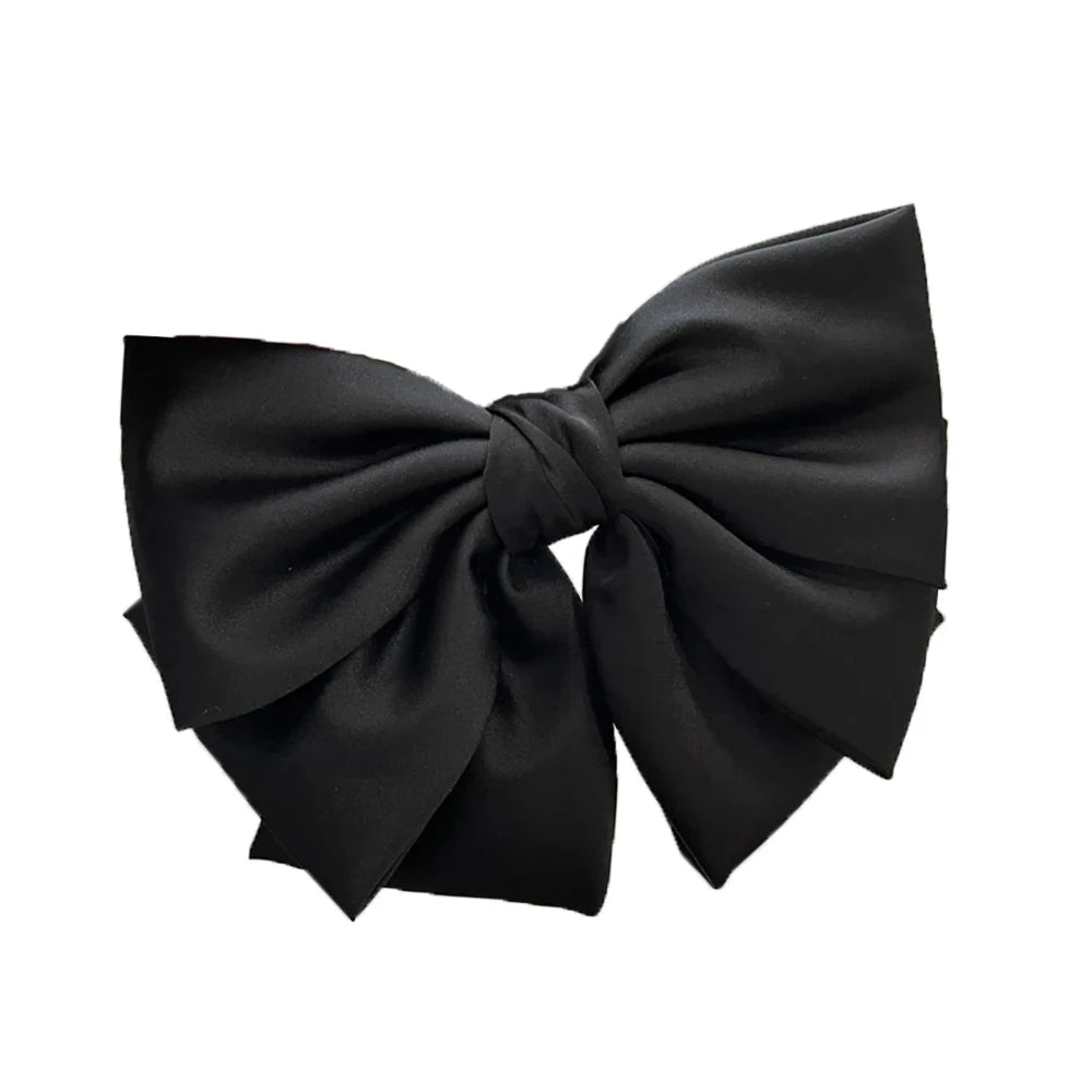 Female Satin Bow Hairpin Ponytail Clip Two-layer Bowknot Ribbon Spring Clip Temperament Accessories Korean Fashion Elegant