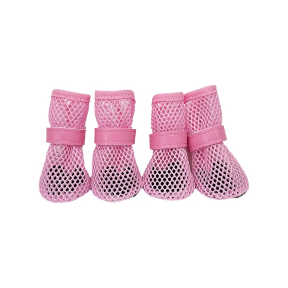 Adjustable Soft Sole Dog Mesh Shoes Non-Slip Wear Resistant Pet Dog Boots Thin Cooling Dog Shoe Cover Summer Season
