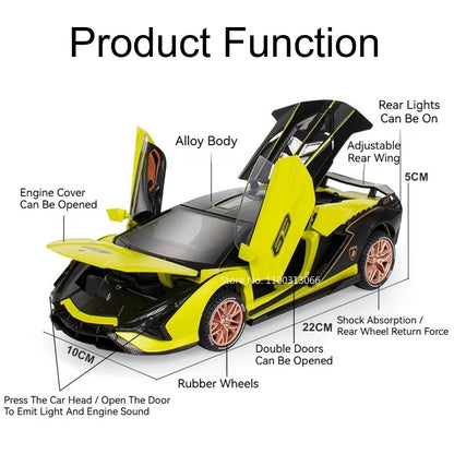 BYD YANGWANG U9 1:24 Cars Miniature Models Toys Wheel Shock Absorption Light Music Supercar