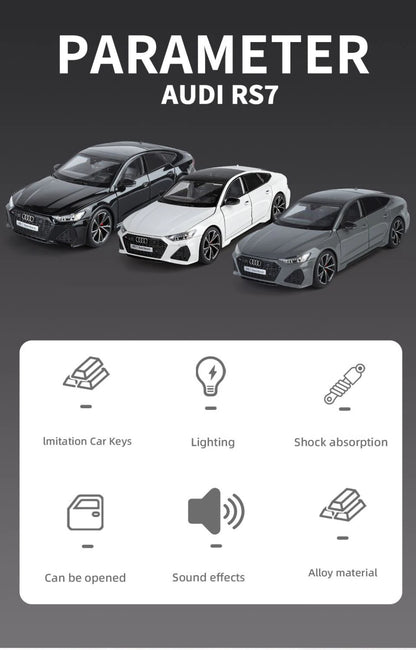 Key Remote Control Version 1:18 AUDI RS7 Alloy Sports Car Model Diecast Metal Racing Vehicle Car Model Sound Light Toy Gift