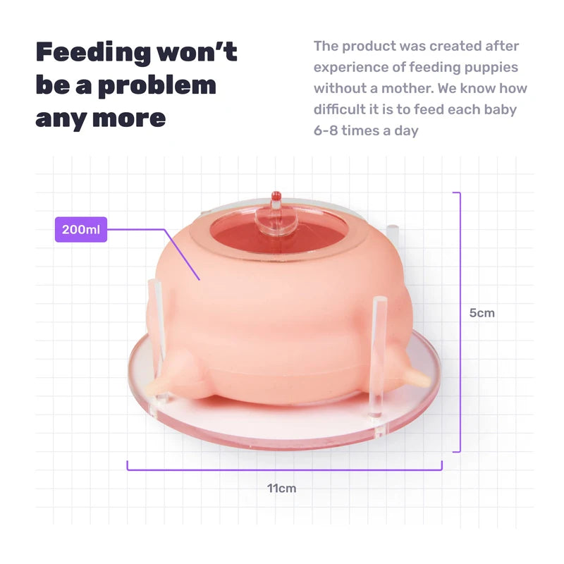 Benepaw Newborn Pet Milk Feeder For Multiple Puppies Kittens 4 Nipples Puppy Milk Feeding Bowl With Stand Nursing Station 200ml