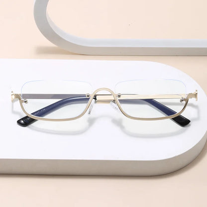 Luxury Brand Designer Half-Rim Rectangular Sunglasses Women Vintage Small Frame Sun Glasses Ladies Geometric Square Eyewear