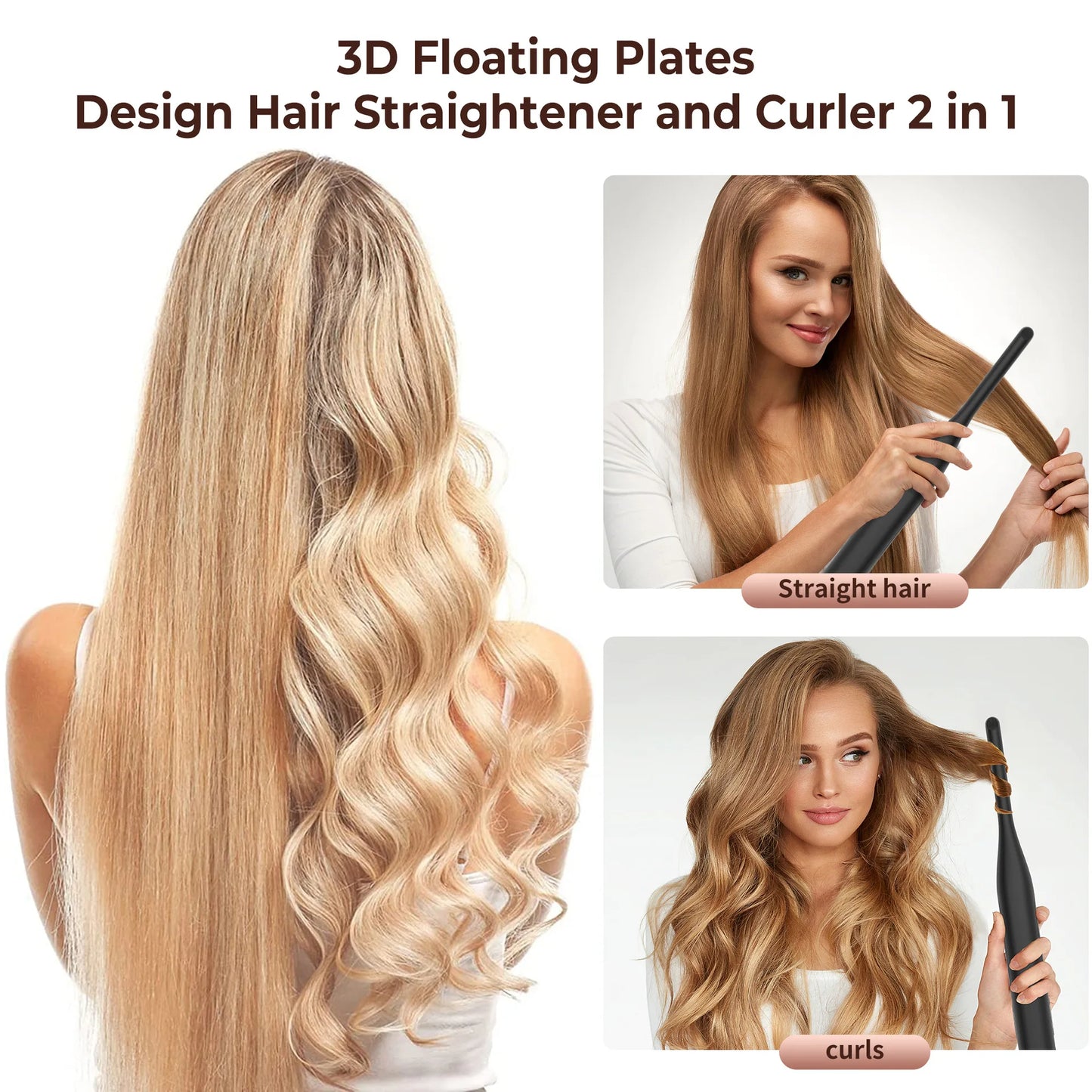 Small Flat Iron for Short Hair, Temperature Adjustable Pencil Flat Iron Fast Heat Up Beard Straightening Iron