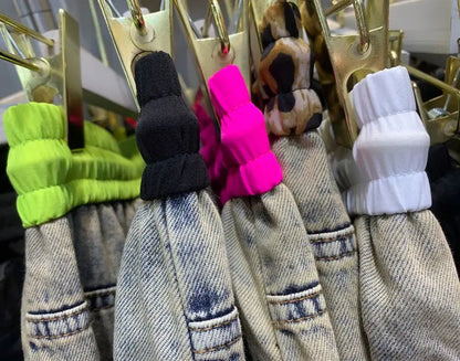 Trendy Drawstring Casual Women's Jeans Spring Summer New Style Side Color Block Striped Washed Grey Pants Natural Waist Denim