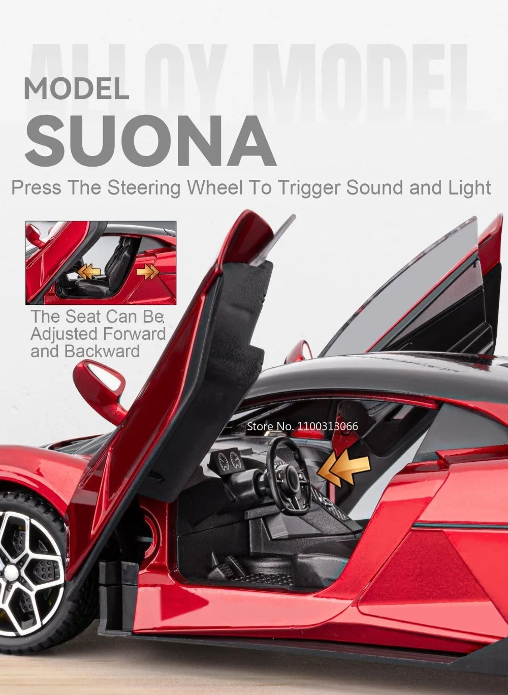 BYD YANGWANG U9 1:24 Cars Miniature Models Toys Wheel Shock Absorption Light Music Supercar