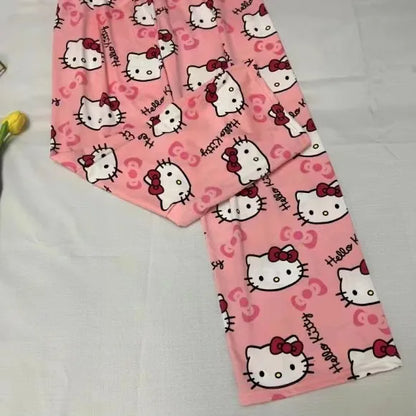 Hello Kitty pajamas summer thin loose casual pants cartoon walking home pants girlfriends can wear outside