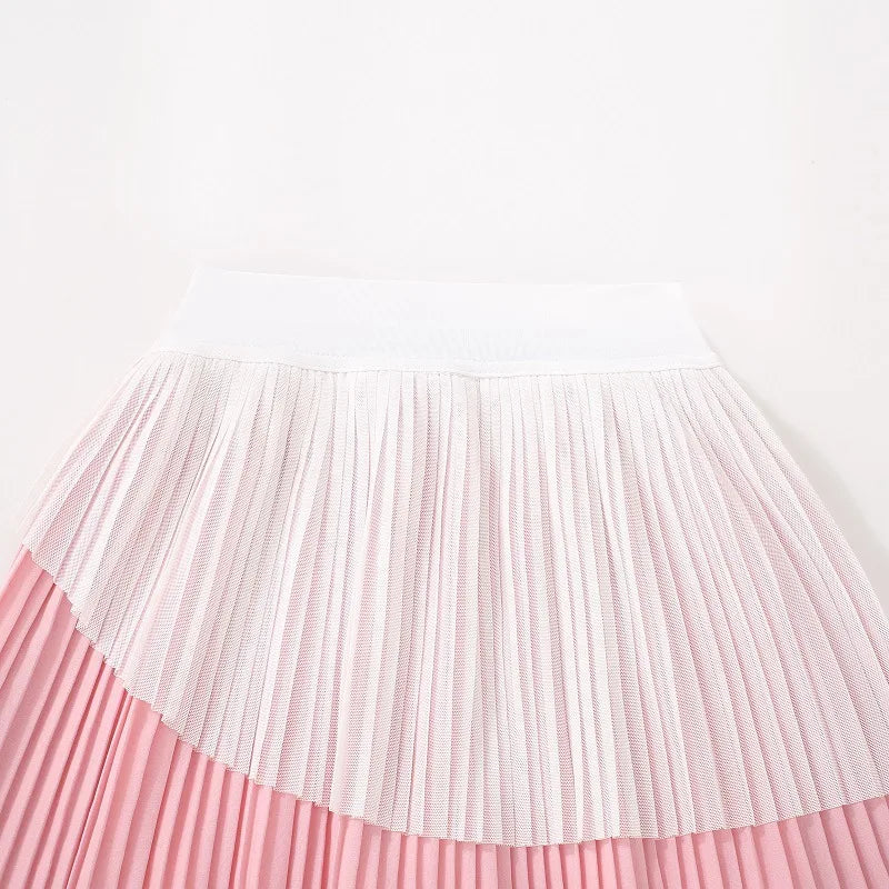 Kids Girls Skirts Quick-Dry Sports Skort Kawaii Pink Blue Badminton and Tennis Sports Pleated Skirt Teenage