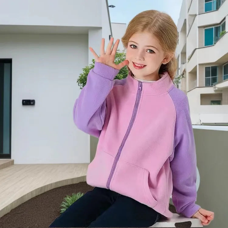 Brand Windproof Hooded Zip Full Fleece Child Coat Thicken Double Fleece Boys Jackets Kids Outfits Children Outerwear 2-14 Years