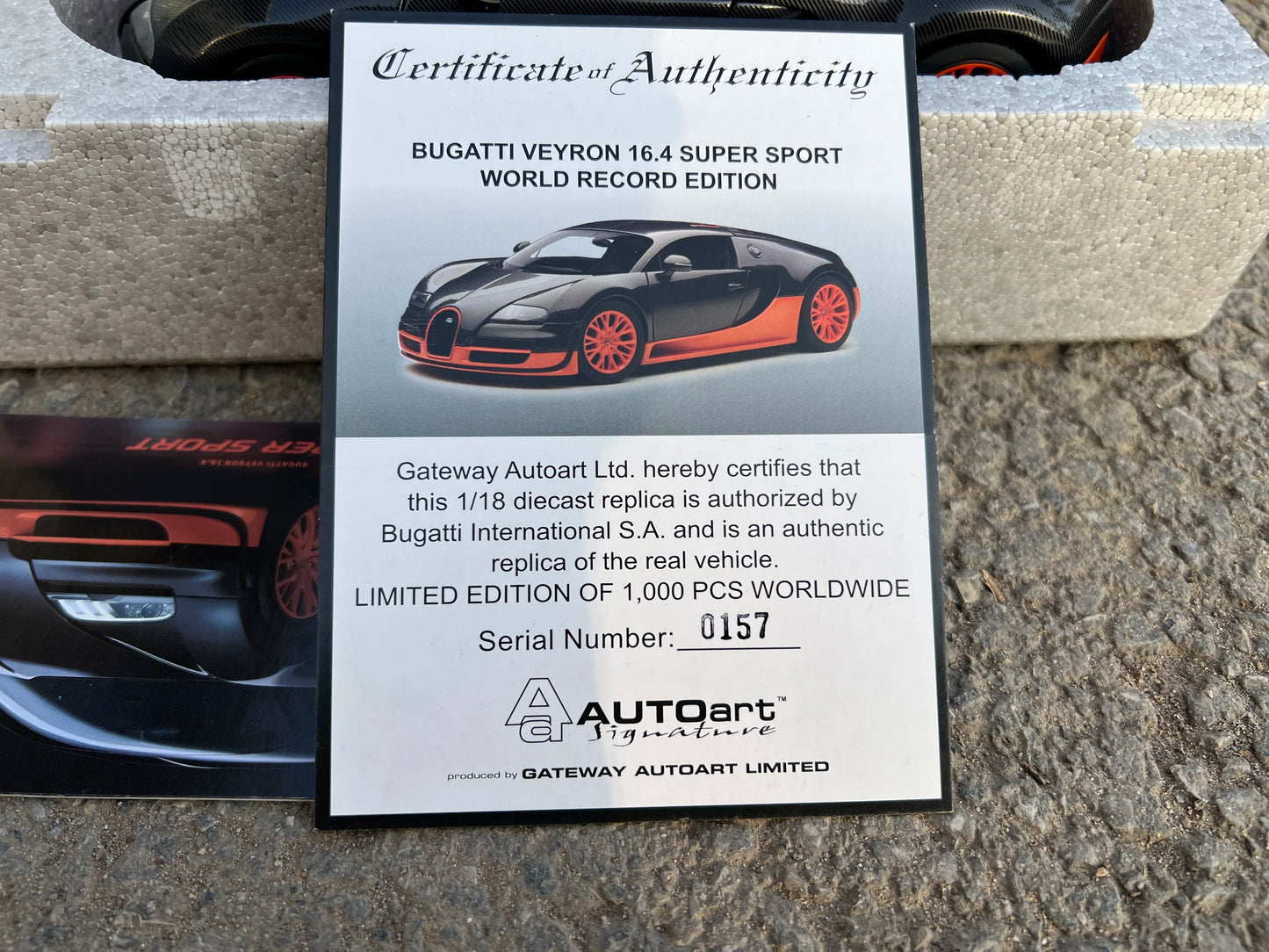 Original 1:18 Model,Autoart BUGATTI Veyron 16.4 Super Sport World Record Edition,Alloy Car Model for Display,Gift and Collect